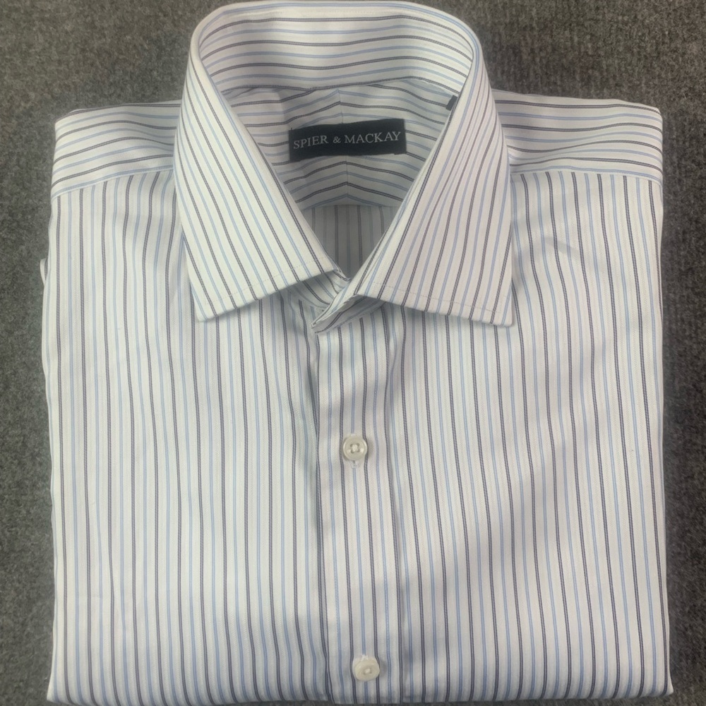 Spier & Mackay Mens 100% Cotton Long Sleeve French Cuff Dress Shirt Size 17